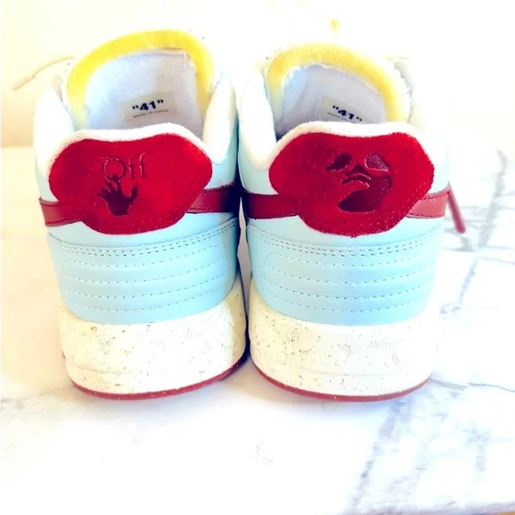 Off-White Sneakers in Cream and Burgundy - Picture 12 of 16